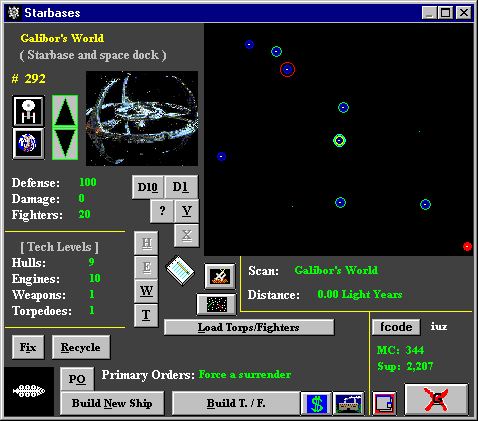 Das Starbases-Fenster von Winplan